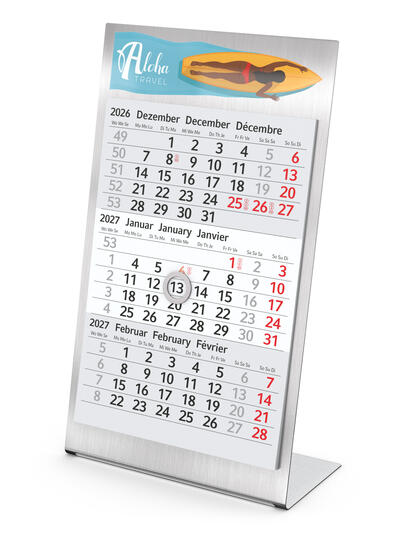 Bürokalender - Tischaufstellkalender Desktop 3 Steel - 1 oder 2 Jahre